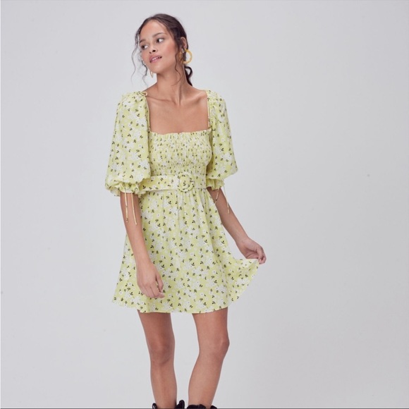 NWT For Love and Lemons Chrysanthemum Belted Mini Dress L - Picture 15 of 16